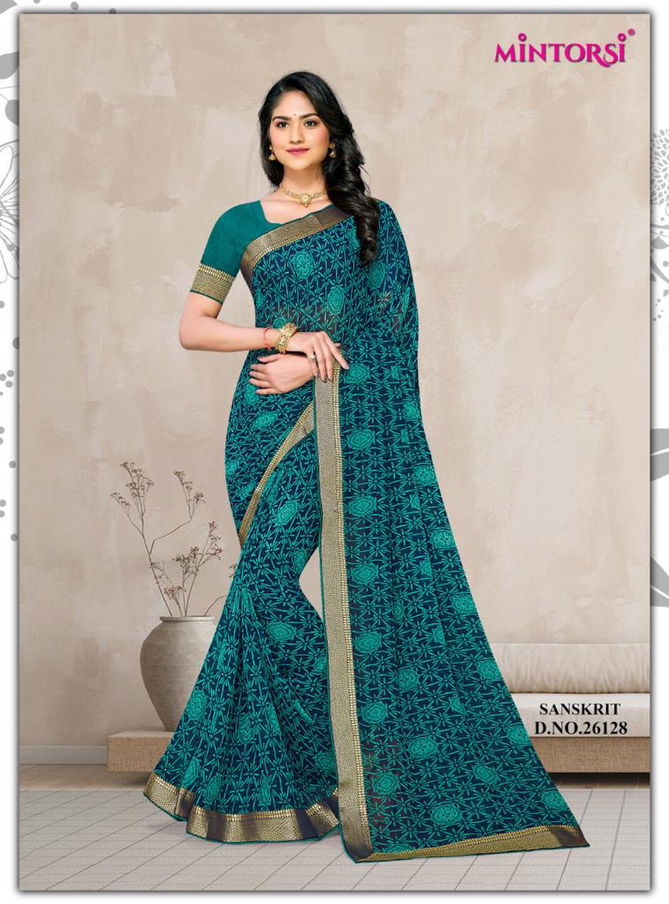 Mintorsi Sanskrit Hits Wholesale Daily Wear Georgette Sarees